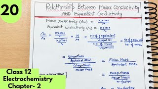 Relationship between molar conductivity and Equivalent conductivity Electrochemistry Class12 cbse [upl. by Joed190]