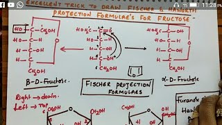 Fischer amp Haworth projection formulas for Fructose Biomolecules class 12 chemistry [upl. by Albright]