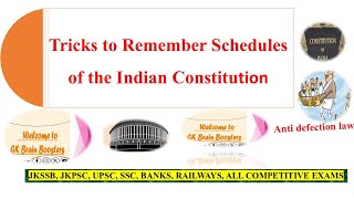 Tricks to Remember Schedules of the Indian Constitution gk upsc jkssb jkpsc ssc ssccgl bank [upl. by Ennaej516]