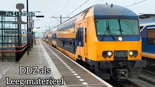 ZELDZAAM DDZ 4 treinstel 7501 vertrekt uit station Almere Oostvaarders richting Lelystad opstel [upl. by Papst]