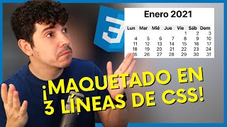 ¡CREA un Calendario 📆 con SÓLO 3 LÍNEAS de CSS 🎨 [upl. by Ime]