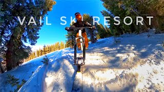 Ski Biking on Green Blue amp Black Diamond Trails  VAIL SKI RESORT  Lionshead MidVail  Colorado [upl. by Garfinkel]