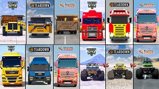 GIANT DUMP TRUCK VS VOLKSWAGEN TRUCK VS MONSTER BUS IN GTA 5 VS TEARDOWN VS BEAMNG WHICH IS BEST [upl. by Wampler]