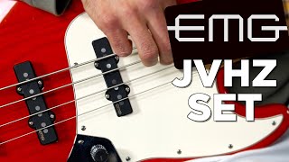 Crystal Clear PASSIVE Jazz Bass Pickups  EMG JVHZ Set [upl. by Yelmene929]