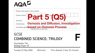 AQA GCSE Combined Science Foundation Biology Paper 1F June 2020 Part 5 Q5 [upl. by Luise]