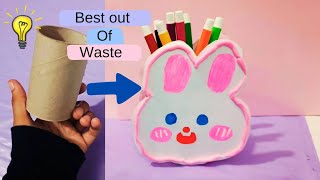 Best Out Of Waste Craft Diy Desk Organizer Paper Craft Ideas Pencil Organizer Cute Craft Cute [upl. by Saoj]