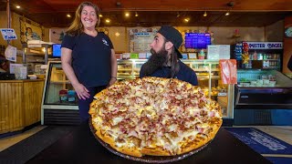 WIN 100 CASH IF YOU CAN FINISH THIS PIZZA CHALLENGE IN MAINE  BeardMeatsFood [upl. by Anelra428]