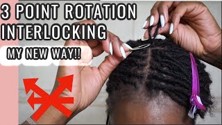 3 POINT ROTATION INTERLOCKING  MY NEW WAY  How to Interlock microlocs  How to Interlock [upl. by Lzeil]