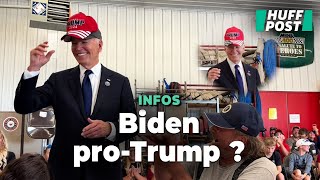 La très étonnante image de Joe Biden qui enfile une casquette « Trump 2024 » [upl. by Gnihc27]