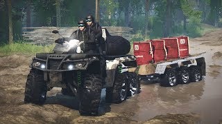 SpinTires Mudrunner  6x6 ATV Towing 6 Wheel Trailer Through SIBERIA [upl. by Noda]