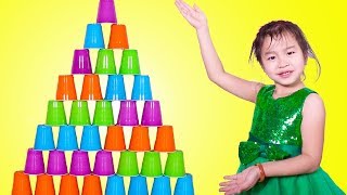 Jannie Stacking A HUGE Cup Pyramid [upl. by Ilatfen214]