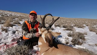 SNOWY PRONGHORN  Rifle Antelope Hunt with SOLO HNTR [upl. by Elleret]