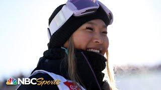 Chloe Kim dominates 1st run for halfpipe title in Laax  NBC Sports [upl. by Eixela]