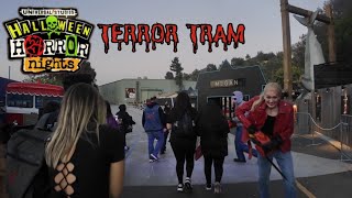 Enter The Blum House Terror Tram 2024 Daytime Walk Thru HHN Hollywood [upl. by Ynavoj870]