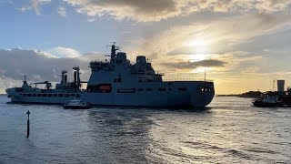 RFA Tiderace sails from Portsmouth [upl. by Darryn]