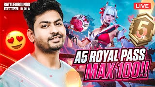 🔴BGMI NEW A5 ROYAL PASS MAXING 100  CONQUEROR TOP 100 LOBBY RANK PUSH [upl. by Rhodie]