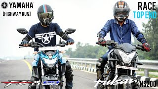 Pulsar NS200 VS Yamaha FZ25  RACE  TOP END  HIGHWAY BATTLE [upl. by Baggs501]