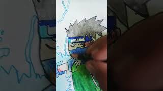 Kakashi Drawing with brushpen anime naruto kakashi kakashihatake artsshorts [upl. by Ahsiekit]