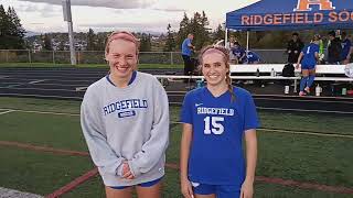 2A girls soccer district interviews Ridgefields Keaira Farley and Tori Lasch highschoolsports [upl. by Inatirb685]