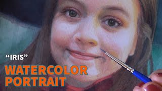 Realistic Watercolor Portrait painting  quotIrisquot [upl. by Eesdnil]