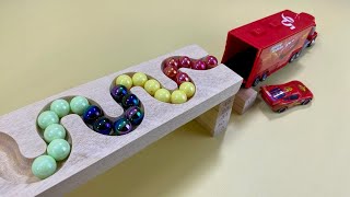 Marble Run Race ASMR ☆ HABA SlopeLightning McQueen amp Truck 7 [upl. by Krum]