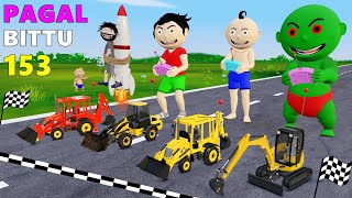 Pagal Bittu Sittu 153  Toy Jcb Wala Cartoon  Jcb Tractor  Gadi Wala Cartoon  Bittu Sittu Toons [upl. by Lamberto]