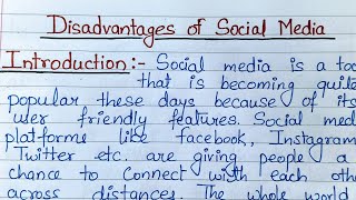 Disadvantages of Social Media EssayEssay on disadvantages of Social Media in englishSocial Media [upl. by Ken194]