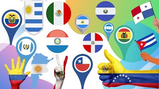 Los países de habla hispana con sus banderas canción [upl. by Aicittel612]