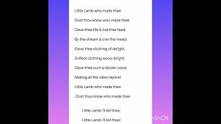 The lamb by William Blake poem line by line explanation in Tamil [upl. by Lorie898]