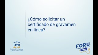 ¿CÓMO SOLICITAR UN CERTIFICADO DE GRAVAMEN EN LÍNEA [upl. by Ardnosak]