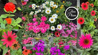 Flower Garden Tour with Plant Names  Second Week of July 2024 in zone 5 [upl. by Mello]