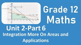 Grade 12 maths unit 2 part 6 Integration More On Areas and Applications  new curriculum [upl. by Amlez]