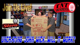 PART TWOStern JOHN WICK Pinball live opening of the crated game at TNT AmusementsPart Two [upl. by Ahsekad]