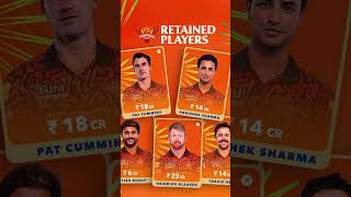 SRH Retention list for ipl 2025 ipl2025 srh shorts tataipl [upl. by Ilera]