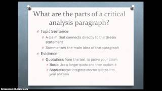 Critical Analysis Body Paragraph Tutorial [upl. by Lunetta]