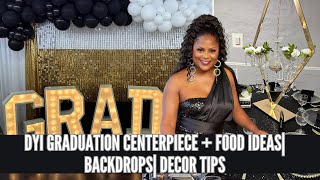 DIY GRADUATION CENTERPIECE AND FOOD IDEAS BACKDROP DECORATION IDEAS  GRADUATION PARTY IDEAS 2023 [upl. by Klinges216]