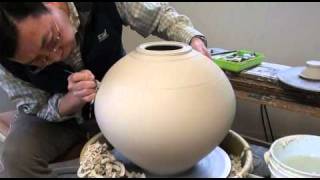 35 Making  Trimming a Large Porcelain Covered  Lidded Jar with HsinChuen Lin [upl. by Adnalor]