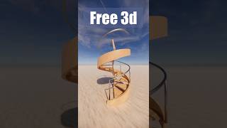 Spiral wooden staircase  free 3d model for interior design [upl. by Olvan]