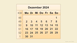 Kalender Dezember 2024 [upl. by Lonee]