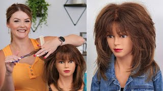 Haircut for THICK Hair  Cutting MOVEMENT with a Modern Shag Cut Tutorial  Sassy Shag [upl. by Derrej11]