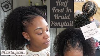 27 Half Feed In Braid Ponytail with Kinky Curly Hair [upl. by Adamsen313]