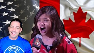 555 Vibes Reaction  Angelica Hale Sings US amp Canadian Anthems in Ottawa NHL Panthers vs Senators [upl. by Ahsoj]