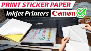 Photo Sticker Printing With Canon Inkjet Printer  Sticker Paper A4 Print in Inkjet Printers [upl. by Nossah]