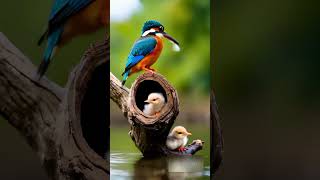 Amazing Kingfishers river nest Feeding its Baby chicks with fish sight to see [upl. by Macintyre390]