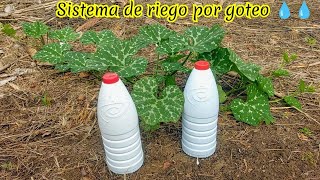 Cómo hacer sistema de riego por goteo  baratofácil de hacer y rápido con botellas de plásticos [upl. by Atinram]