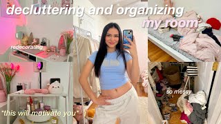 decluttering and organizing my room 🫧 deep cleaning closet cleanout redecorating [upl. by Nytsuj265]