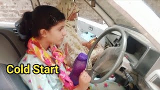 Coldstart Cranking coldstart pedal Pumping manual car Mrs HAMAYUN VLOG [upl. by Englis403]