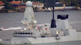 HMS DEFENDER and HNLMS EVERTSEN transit Istanbul strait towards the Black Sea  June 14 2021 [upl. by Silado683]