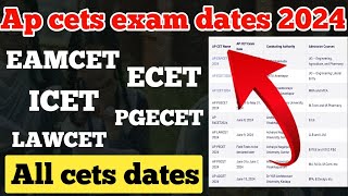 Ap all cets exam dates 2024Ap eamcetIcetLawcetEcet all cets exam dateswhen did exams conduct [upl. by Rowena]