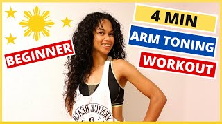 4 Min Arm Toning Workout  How To Lose Arm Fat  Beginner Workout  Pinay [upl. by Yllus]